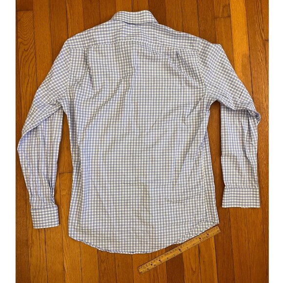 Nordstrom Rack Men's Blue Gingham Long Sleeve Dress Shirt, 34/35 - Picture 2 of 3